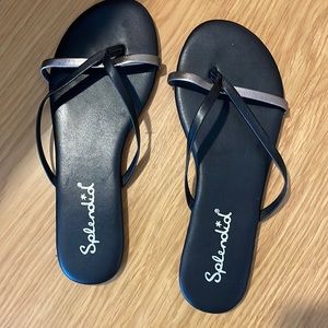Splendid black and silver flip flops